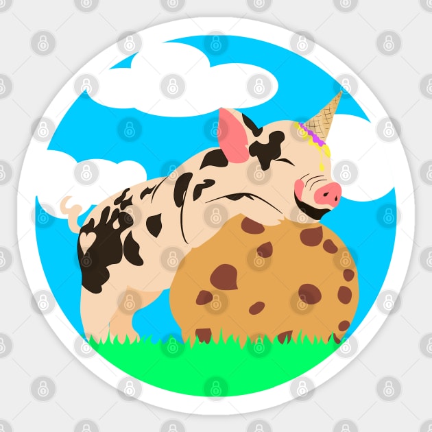 Baby pig ice cream horn Sticker by LittleAna